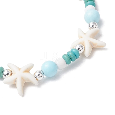 Dyed Synthetic Turquoise & Natural Howlite Beads Bracelets for Women BJEW-JB11794-03-1