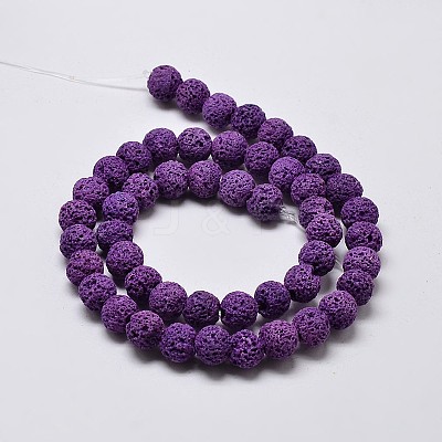 Natural Lava Rock Round Bead Strands G-I124-8mm-08-1