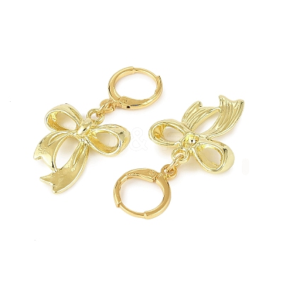 Bowknot Alloy Hoop Earrings EJEW-JE06357-02-1