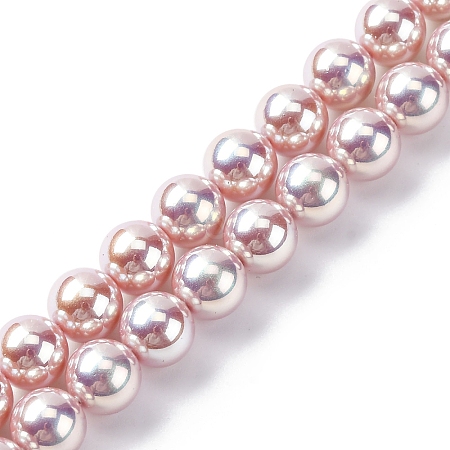 UV Plating Pearlized Glass Pearl Beads Strands GLAA-F128-01B-T11-1