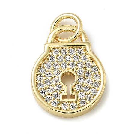 Rack Plating Brass Micro Pave Cubic Zirconia Pendants KK-K392-43G-1