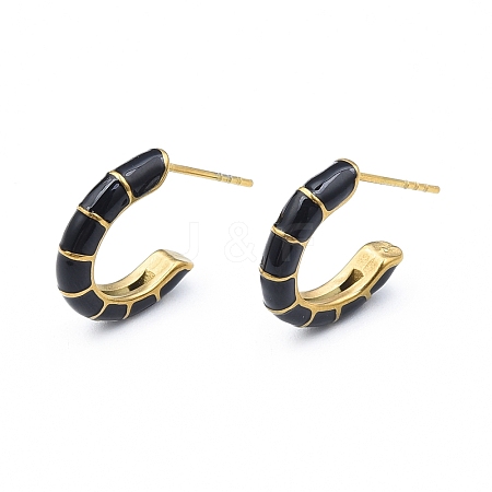 Enamel C-shape Stud Earrings EJEW-N052-05E-1