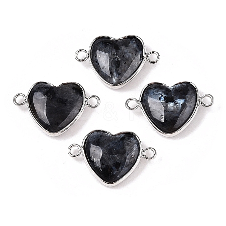 Natural Larvikite Love Heart Pendants G-T138-205K-P-1
