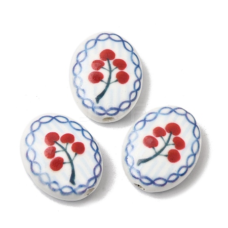 Hand Painted Oval Porcelain Beads PR-CBA03B0-01B-1
