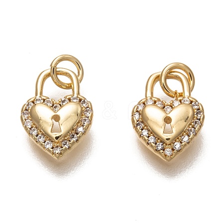 Brass Micro Pave Clear Cubic Zirconia Charms ZIRC-B002-11G-1