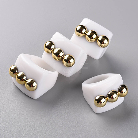 Opaque Acrylic Finger Rings X-RJEW-T010-11-1