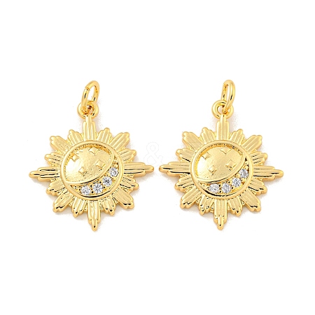 Rack Plating Brass Micro Pave Cubic Zirconia Pendants KK-C059-02G-1