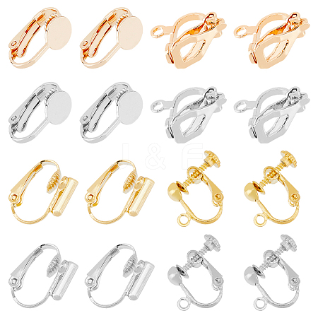 32Pcs 8 Style Brass Clip-on Earring Findings KK-HY0001-04-1