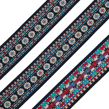 SUPERFINDINGS 10 Yards Ethnic Style Embroidery Polyester Ribbons OCOR-FH0001-12-1