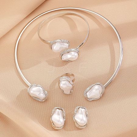 Oval Alloy & Plastic Pearl Jewelry Sets WGB491C-14-1