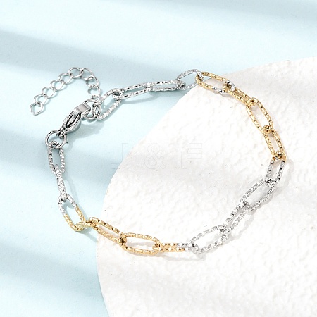 4MM Two Tone 304 Stainless Steel Textured Paperclip Chain Bracelets for Man and Women SA-CBAB767-08GP-1