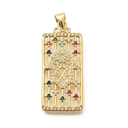 Rack Plating Brass Micro Pave Cubic Zirconia Pendants KK-L226-030G-05-1