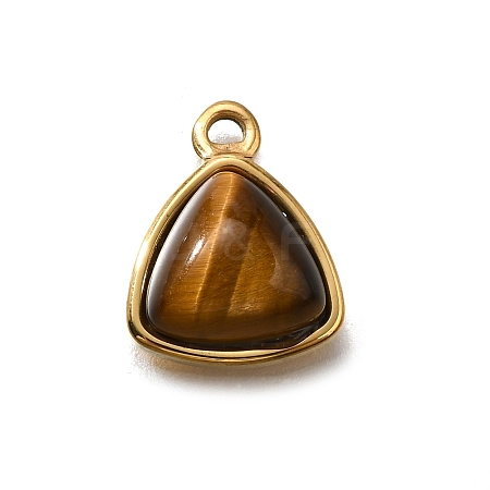 Natural Tiger Eye Triangle Charms STAS-D310-02G-01-1