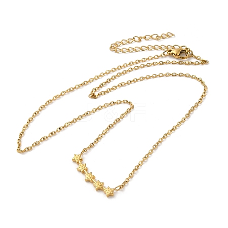304 Stainless Steel Textured Star Pendant Necklaces for Women LS-NJEW-H016-03G-1