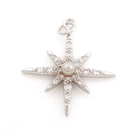 Brass Micro Pave Cubic Zirconia Charms ZIRC-G169-06P-1