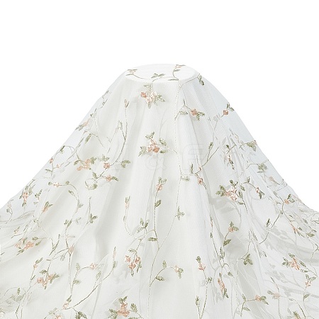 Flower Pattern Polyester Mesh Fabric DIY-WH0453-06B-1