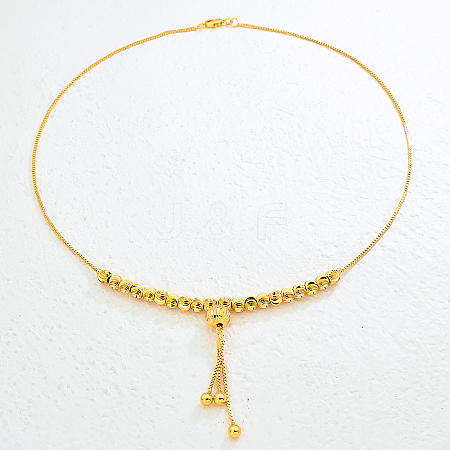 Fashion Minimalist Brass Round Ball Women's Tassel Pendant Necklaces UE3505-1