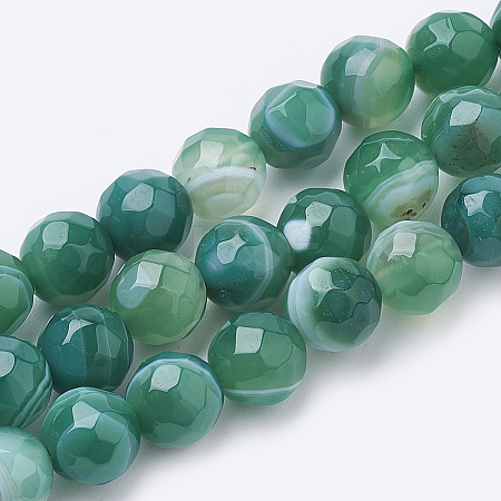 Natural Striped Agate/Banded Agate Beads Strands X-G-S281-51A-6mm-1