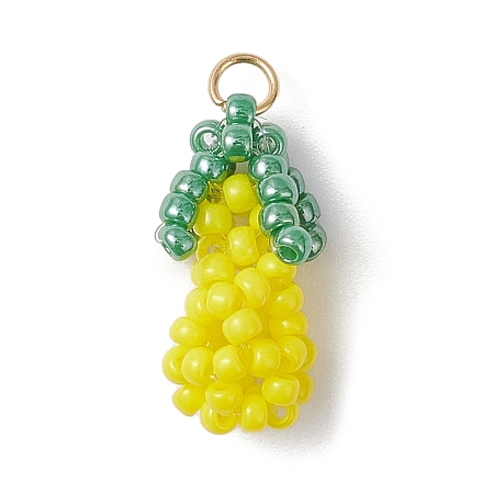 Glass Seed Beaded 3D Eggplant Pendants PALLOY-MZ00942-02-1