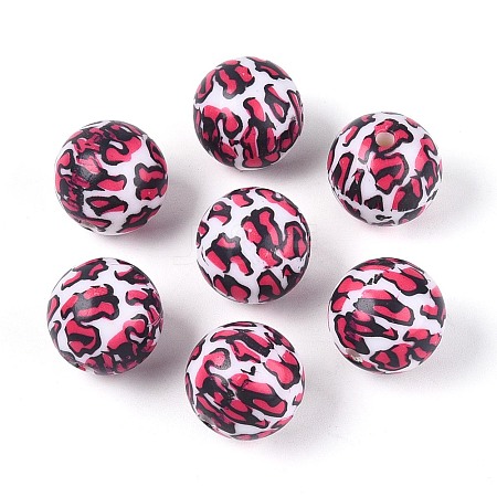ABS Plastic Leopard Print Round Beads SACR-T017-75B-01-1