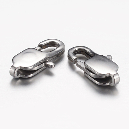 Tarnish Resistant 304 Stainless Steel Lobster Claw Clasps STAS-P095-08-1
