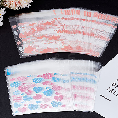200Pcs 2 Styles Square Plastic Cellophane Self Seal Bags OPC-LP0001-02-1