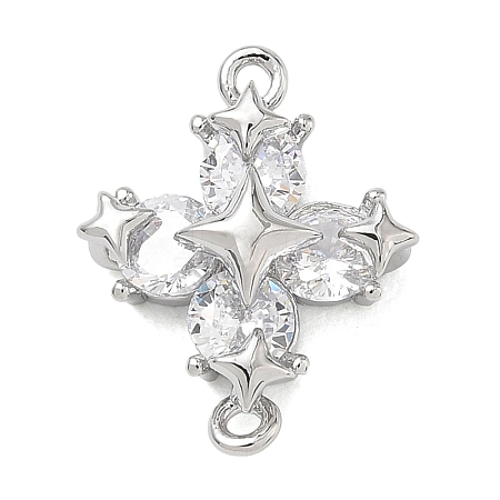 Brass Pave Clear Cubic Zirconia Connector Charms CU-G605-01P-1