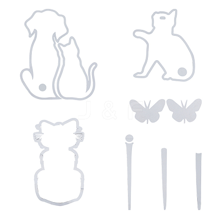SUPERFINDINGS 3 Sets 3 Styles PET Cute Pet Waving Tail Wiper Stickers STIC-FH0001-08-1