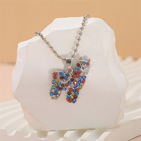 Alloy Colorful Rhinestone Pendant Necklaces for Kid FS-WG8D677-01-1