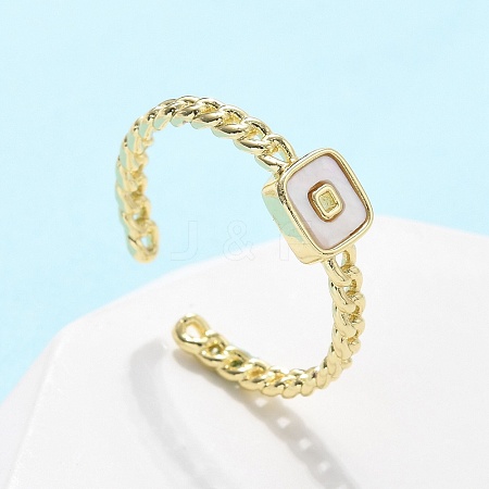 Brass Shell Cuff Rings for Women RJEW-C126-01G-1
