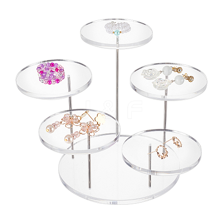 5-Tier Round Acrylic Finger Ring Rotating Display Risers RDIS-WH0018-06A-1