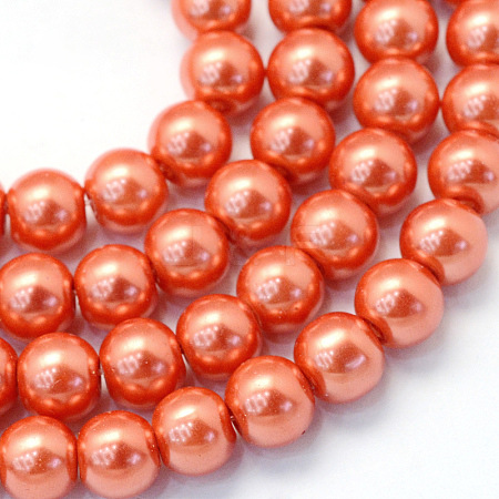 Baking Paint Pearlized Glass Pearl Round Bead Strands HY-Q003-6mm-38-1