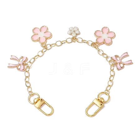 Flower & Bowknot Brass Bag Extension Chains AJEW-BA00137-1
