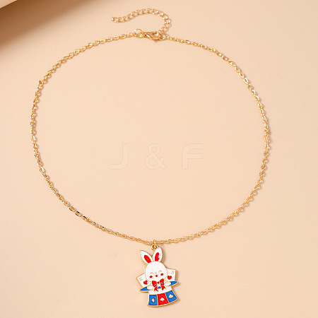 Alloy Enamel Animal Pendant Necklaces WG5B2A2-05-1