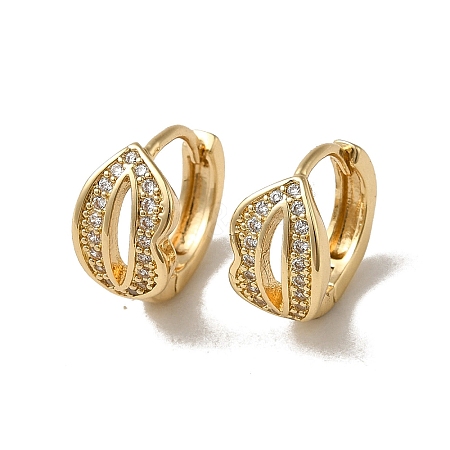 KC Gold Plated Brass Micro Pave Cubic Zirconia Hoop Earring EJEW-L271-01KCG-05-1