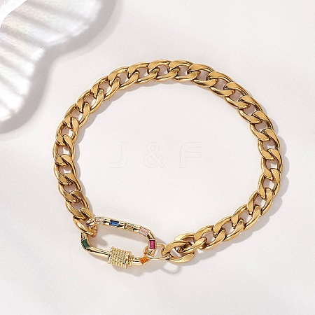 304 Stainless Steel Cuban Link Chains Bracelets BJEW-JB13530-1