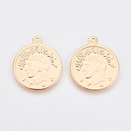 Brass Coin Pendants KK-K230-21G-NF-1