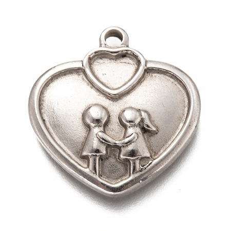 Valentine's Day 304 Stainless Steel Pendant Cabochon Settings for Enamel STAS-H126-32AS-1