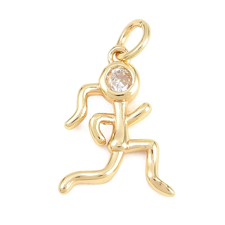 Brass Micro Pave Clear Cubic Zirconia Pendants KK-F938-13G-1