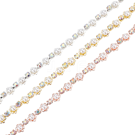  6 Yards 3 Colors AB Color Rhinestones Cup Chains LCHA-NB0001-02-1