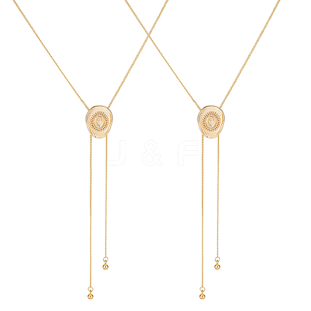 2Pcs Adjustable Brass Curb Chains Cowboy Hat Sweater Lariat Necklaces NJEW-UN0001-78G-1