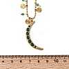 304 Stainless Steel Pave Green Cubic Zirconia Moon Pendant Necklaces for Women NJEW-F362-03G-4