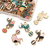 32Pcs 4 Colors Zinc Alloy Enamel Pendants ENAM-TA0001-25-3