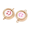 CCB Plastic Frame with Polymer Clay Smiling Face Beads Flat Round Links Connector Charms KK-D103-10G-G-2