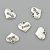 Wedding Theme Antique Silver Tone Tibetan Style Heart with Bride Rhinestone Charms LS-TIBEP-N005-12E-2
