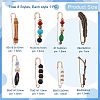  8Pcs 8 Style Branch & Feather & Bamboo Shape Alloy & Iron Safety Pin Brooches JEWB-NB0001-15-2