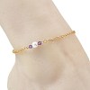 White Round Shell Pearl & Natural Amethyst Beads Anklets AJEW-AN00835-01-2