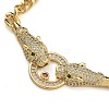 Brass Micro Pave Cubic Zirconia Leopard Pendant Twisted Chain Necklaces NJEW-K385-01C-01-2