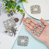 WADORN 4Pcs 2 Styles Square/Rectangle Alloy Rhinestone Detachable Shoe Buckle Clips AJEW-WR0002-31P-3