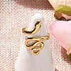 304 Stainless Steel Snake Open Cuff Rings for Women LS-RJEW-Z077-01G-09-2